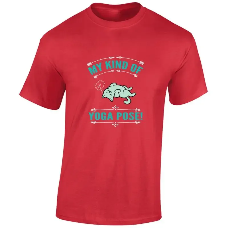 MY KIND OF YOGA POSE MENS T SHIRT NAMASTE CUTE CAT DESIGN ANIMAL LOVER TOP