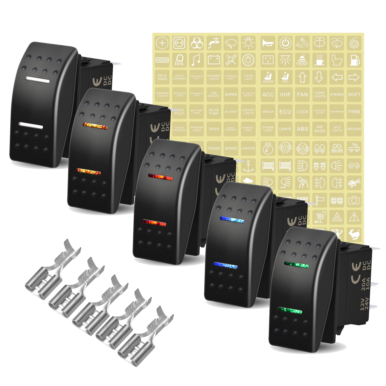 12V 24V ON-OFF/ (ON)-OFF/ ON-OFF-ON/ (ON)-OFF-(ON)/ON-ON-OFF Rocker Switch Latching / Momentary / Reverse Switch Car Boat
