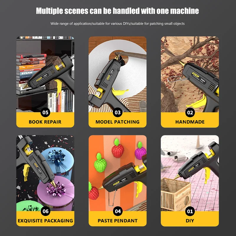 80W 100W Glue Gun Hot 3.6V Silicone Gun Hot Melt Glue Gun with 20pcs Premium Glue Sticks for DIY Crafts Arts DIY Tools