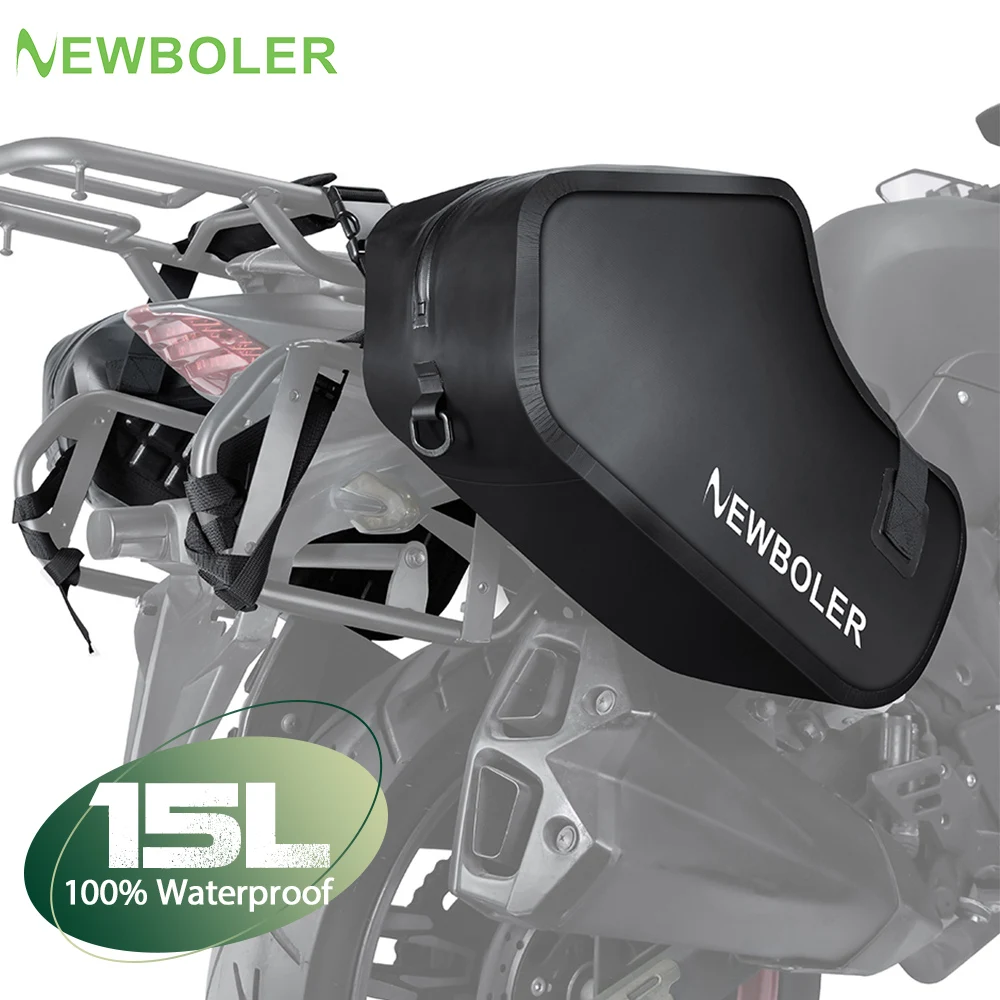 

NEWBOLER 15L Motorcycle Bag 100% Waterproof Zipper Style 2 Pcs Universal Fit Motorcycle Pannier Bag Motorcycle Saddle Side Bag