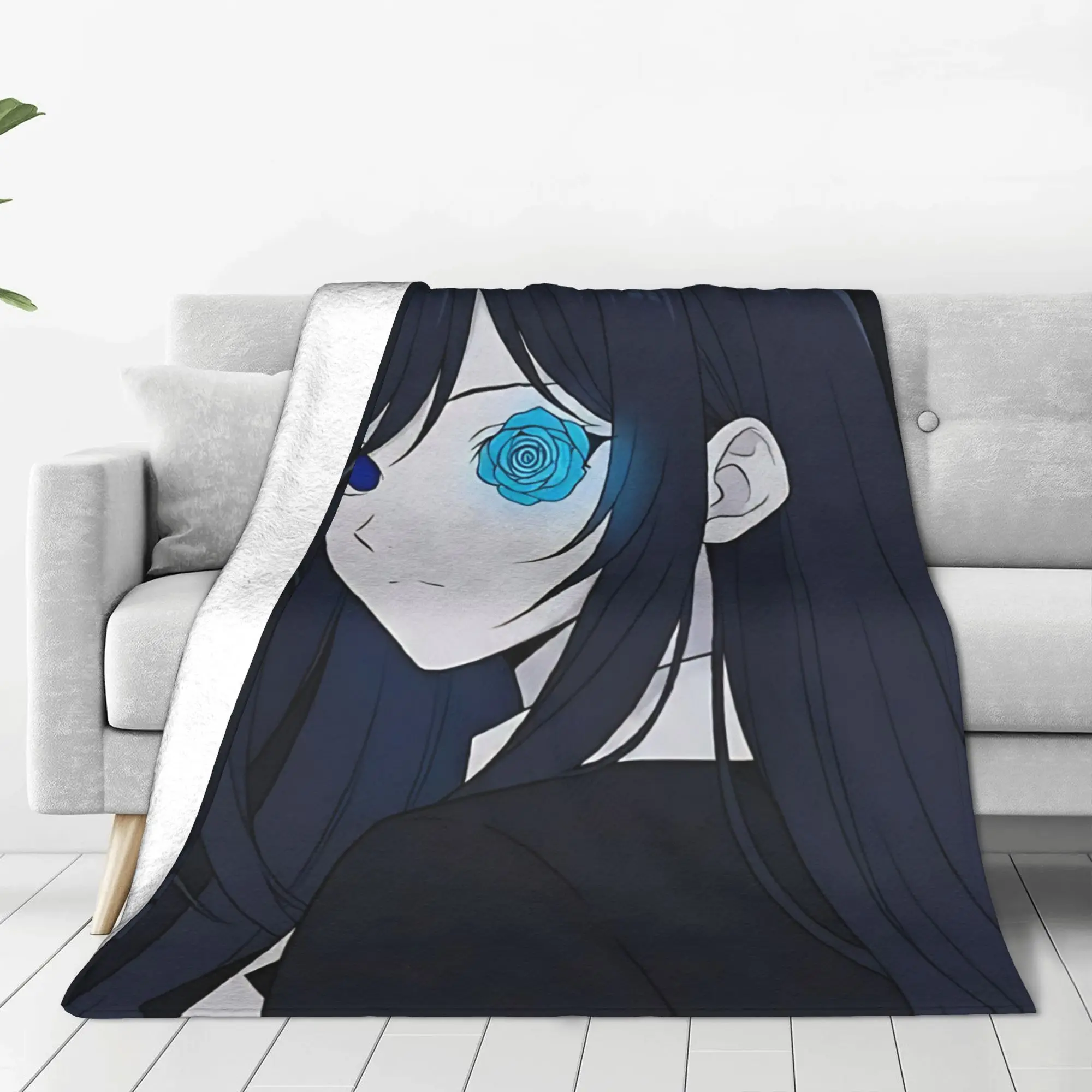 1PC Home Cutecore Dark Anime Vibe Ado Blanket Super Cosy Plush Home Living Room Sofa Halloween