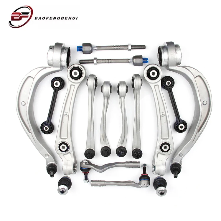 14 PCS Aluminum Front Suspension Kit Straight Arm Horizontal Pull Rod Ball Joints Control Arms for Audi A4L B8 8K0407151B BF
