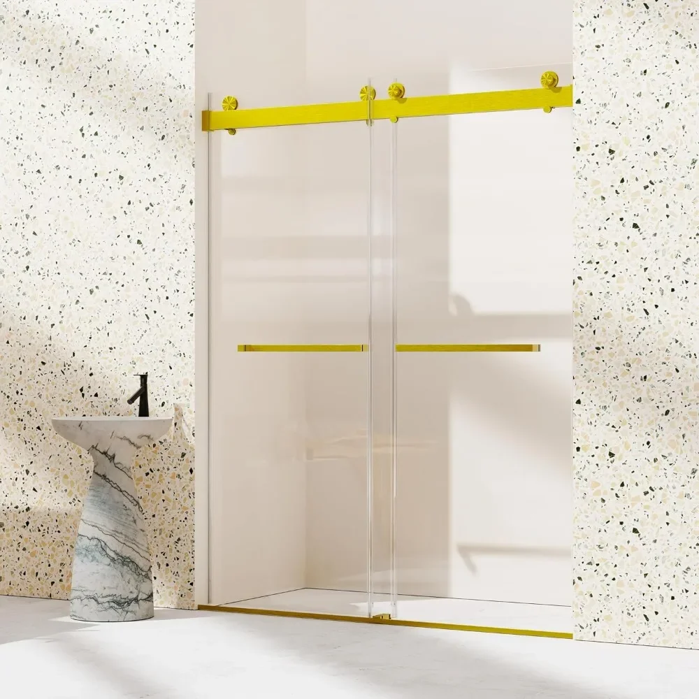

56-60" W x 76" H Frameless Double Sliding Soft-Close Glass Shower Doors with 3/8"Clear Tempered Glass Suitable for bathrooms