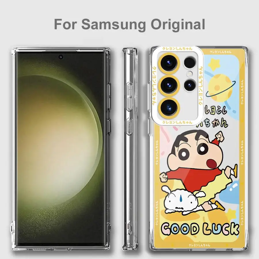 Casing ponsel Samsung Galaxy S24 Ultra S20 FE S21 S22 Plus S23 Ultra 5G S23 FE Note 20 Ultra Crayon Anime ShinchanS jernih lembut