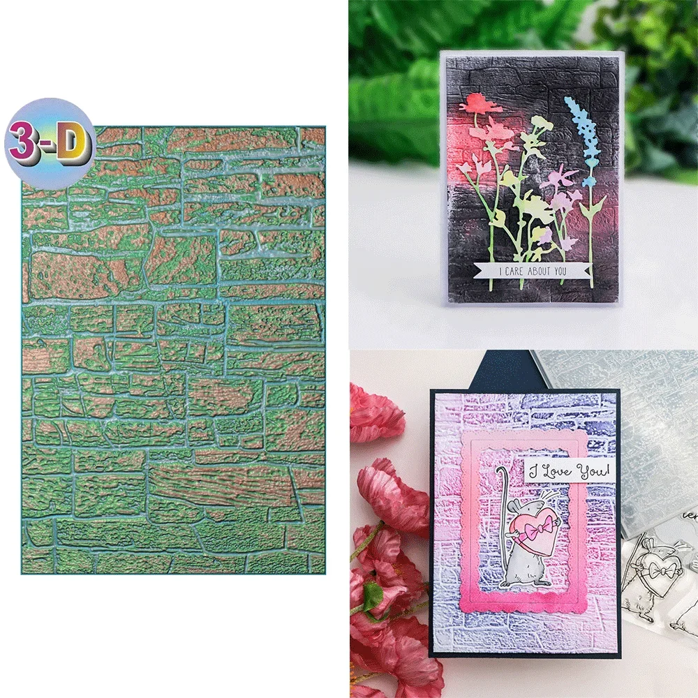 Brick wall 3D Embossing Folder and Matching Die for Adding Textured Detail To Paper Crafting Wedding Card Making Supplies