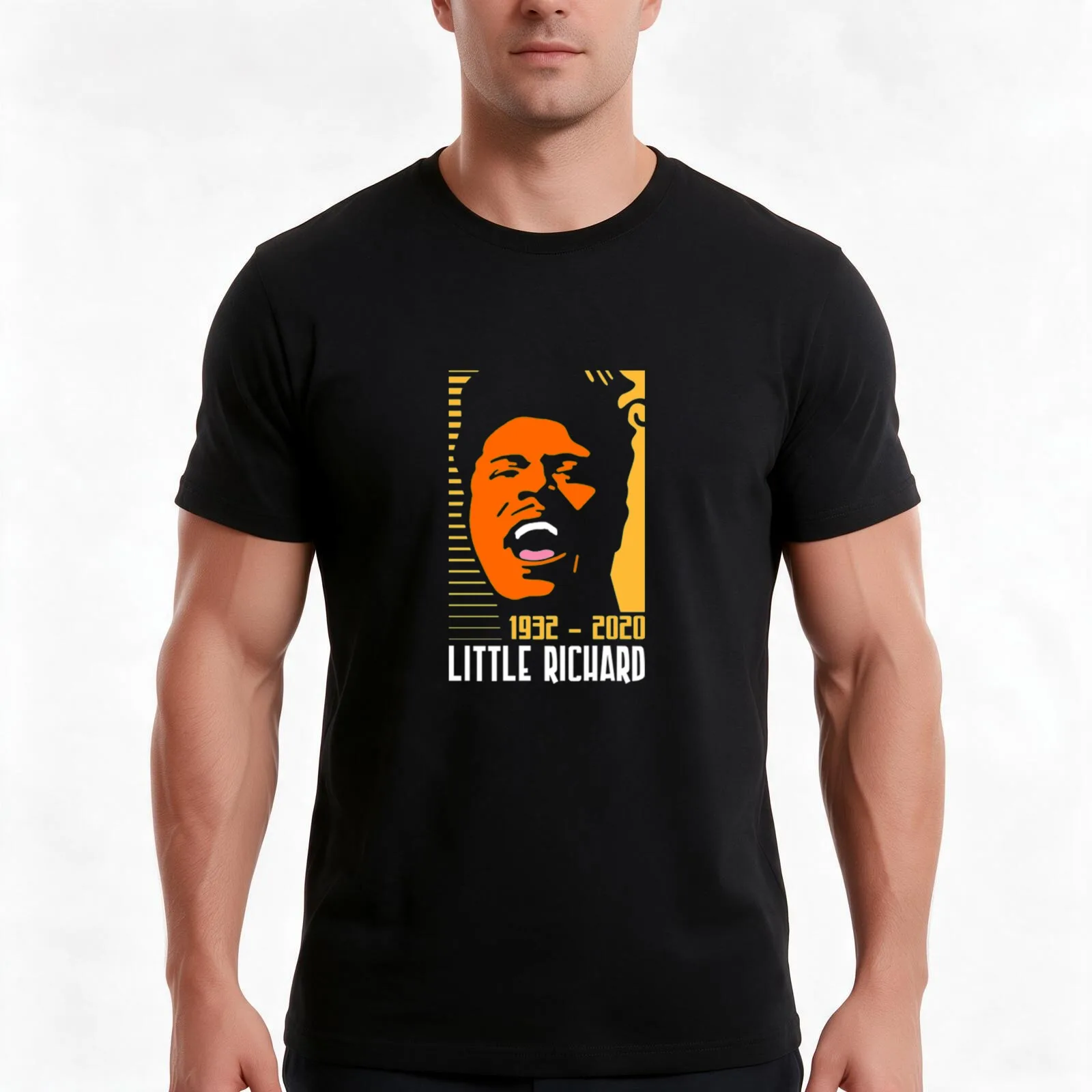 Orange Restro of Little Richard Legend T-Shirt, Summer Casual Cotton Tee, Oversized Streetwear Tops, Vintage Graphic Print