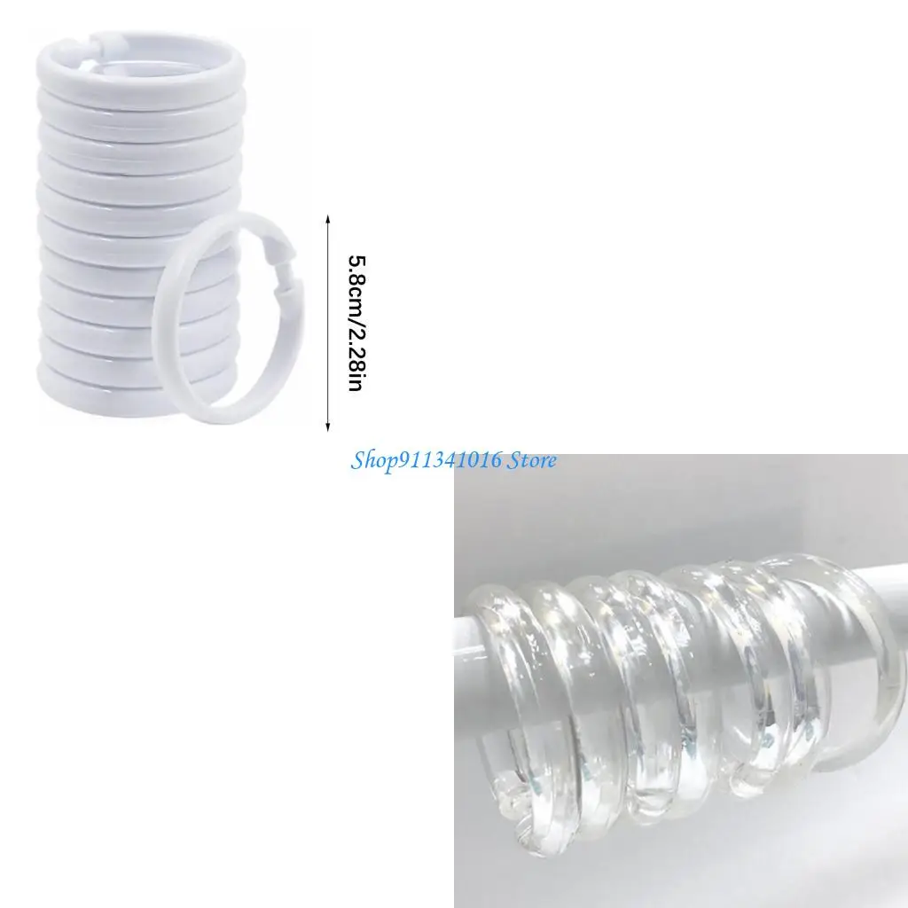 

12Pieces Shower Curtain Rings,Plastic Shower Curtain Hooks Hangers for Bathroom