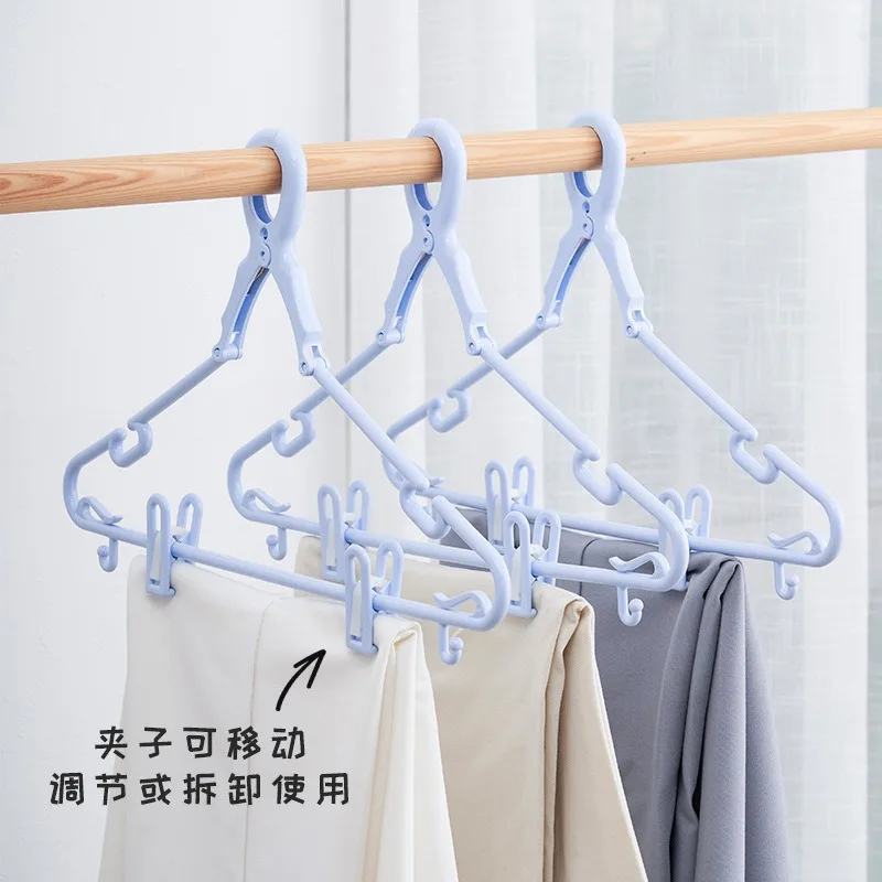 

6PCS High-rise Windproof 37.5cm Plastic Clothes Pants Hanger With Trouser Clip Shirt Drying Rack Balcony Storage Organizer