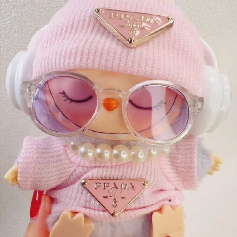 Für 15 17 cm Labubu Mode PPADA Puppe Kleidung mit Hüte Perle Halsketten Schuh Gestrickte Pullover Sets Zubehör Puppe Geschenke spielzeug