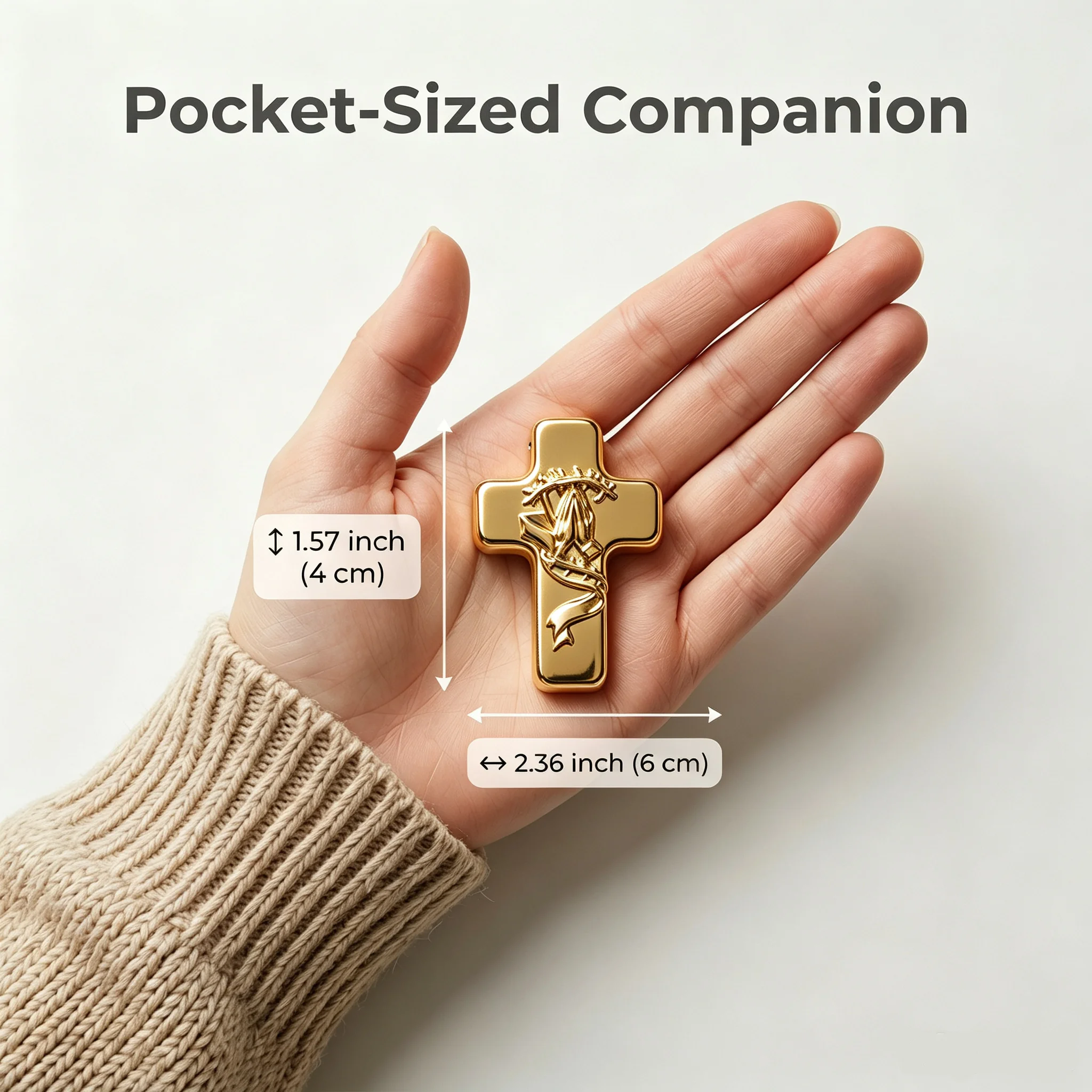 Golden Metal Handheld Prayer Cross with Black Storage Bag for Church Ceremonies Christian Religious Blessing Cross Ideal for Bap