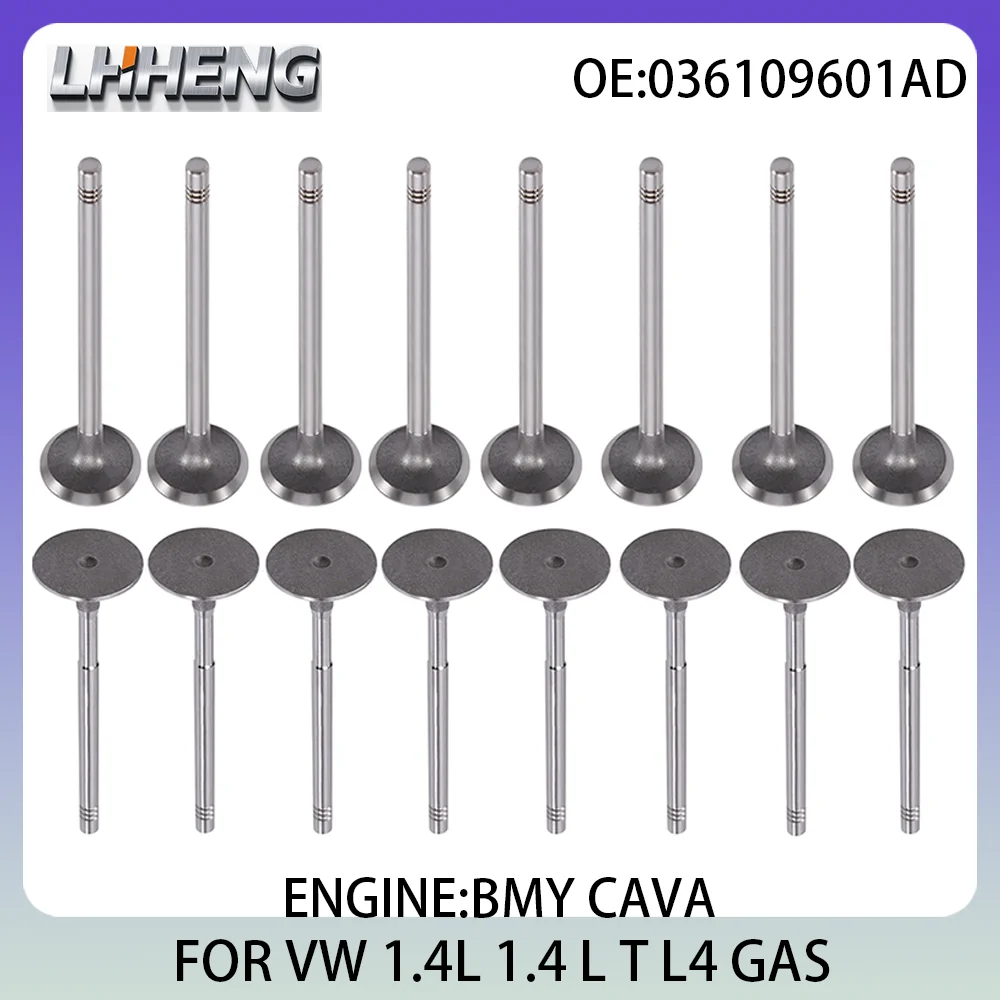 

16 шт. новый комплект впускных и выпускных клапанов для VW GOLF JETTA TOURAN 1.4L 1.4 L T L4 GAS 05-10 02741 036109601AD 036109601AK BMY CAVA