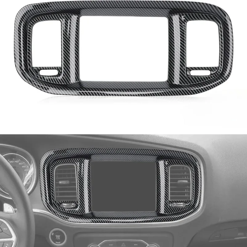 

For Dodge Charger 2016-2021 ABS Carbon Fiber Pattern Inner Front Dashboard Air Vent Outlet Cover Trim Decoration Frame