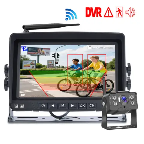 무선 적외선 후방 카메라 DVR 후방 AHD 블랙박스 7인치 BSD 모니터 AHD 자동차 트럭 버스 RV 트레일러 지게차용 녹화