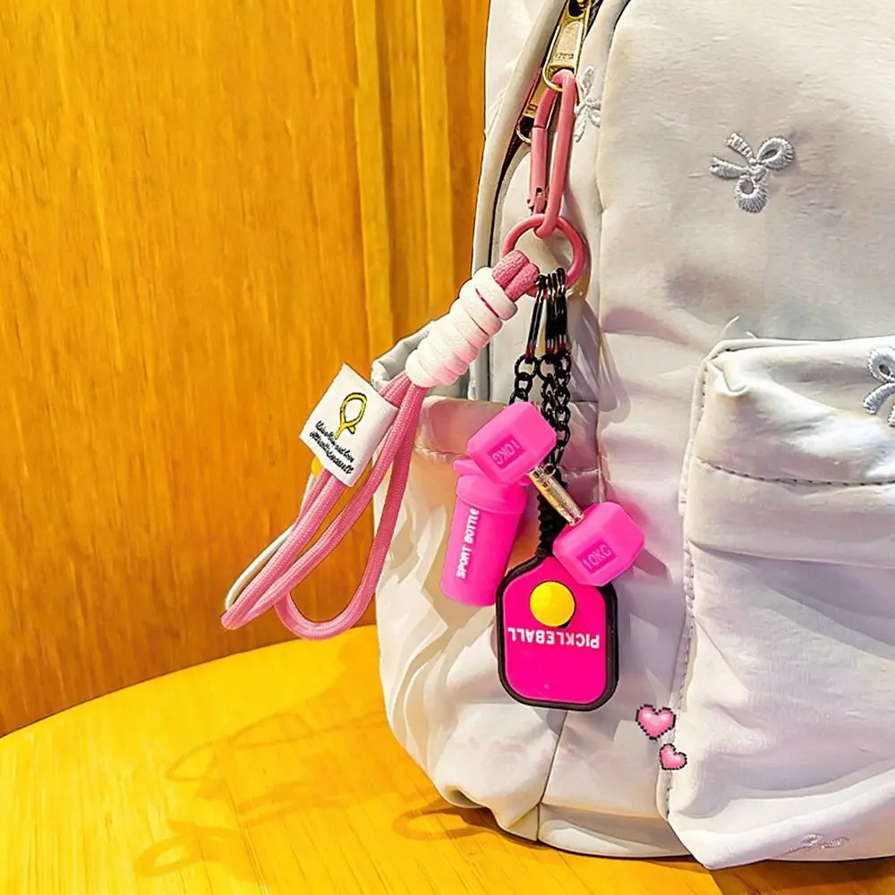 Fashion Simulation Style Pickleball Paddle Set Keychain Detachable with Buckle Fitness Series Pendant Bag Charm