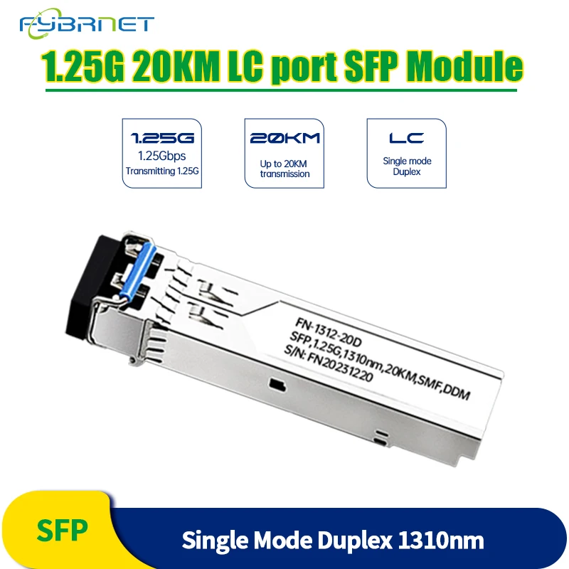 1.25G Duplex LC SFP Transceiver 10~20KM Gigabit Optic Fiber Module Single mode Compatible for Cisco/Mikrotik