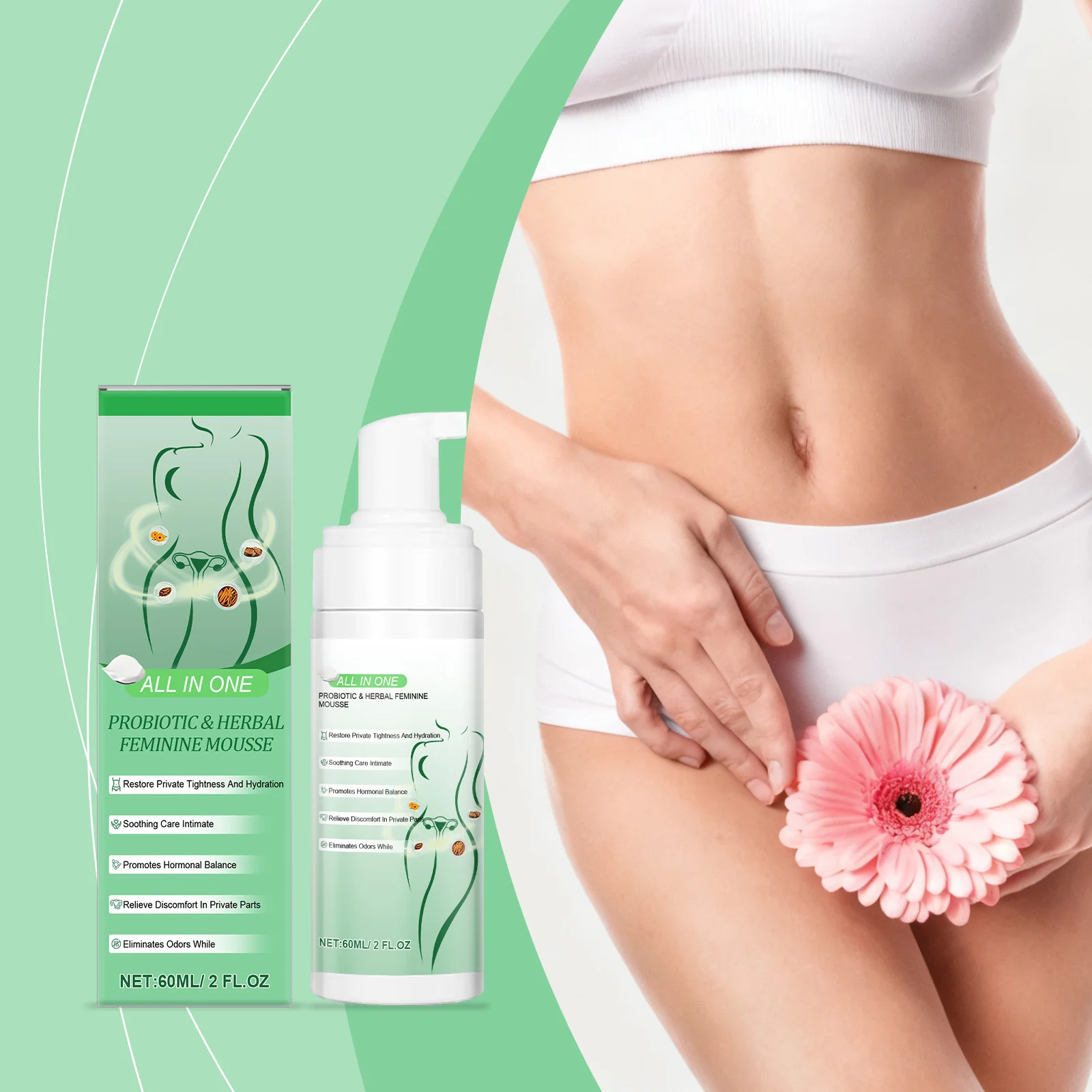 

Herbal Women's Private Part Care Mousse Gentle Cleaning Remove Odor Relieve Local Discomfort Deep Protect Sensitive Areas Gel