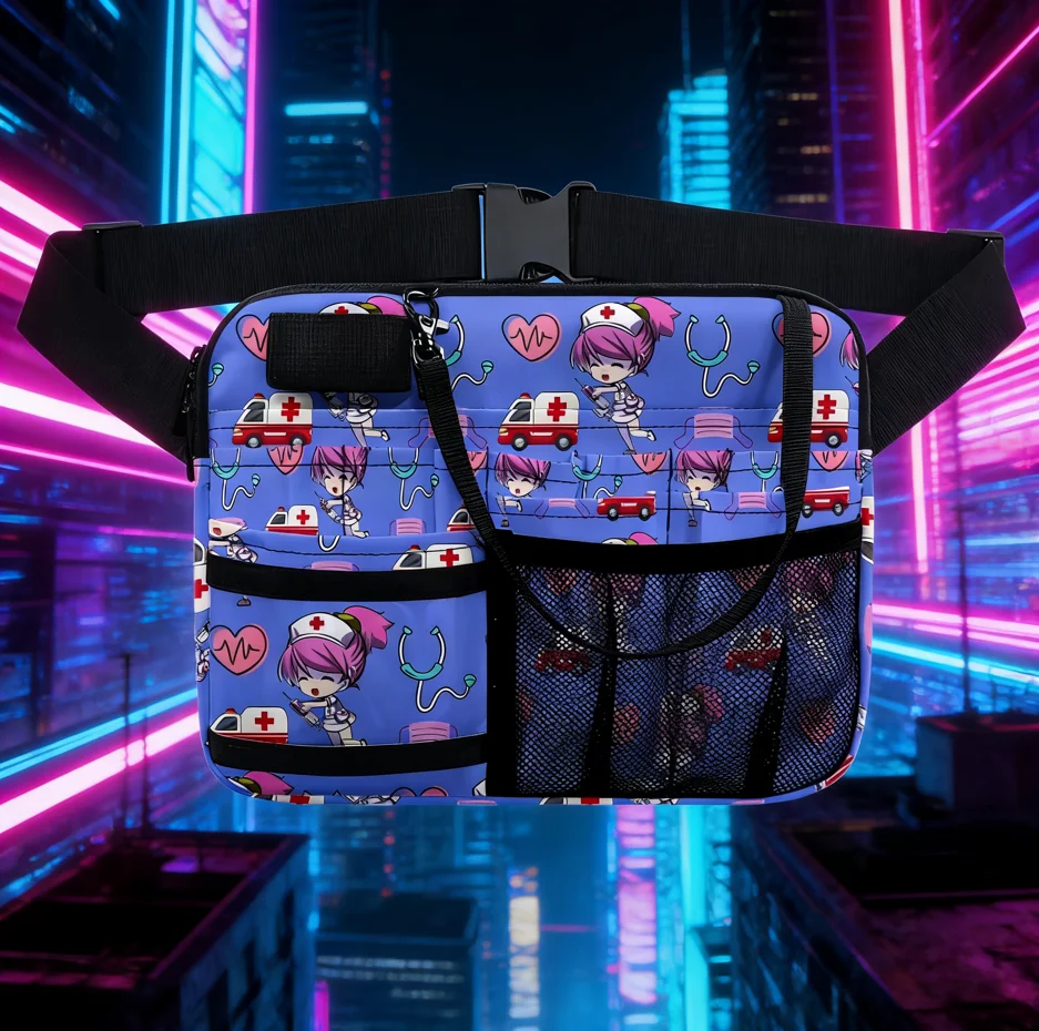 Holographic Rainbow Nurse Fanny Pack - close-up view