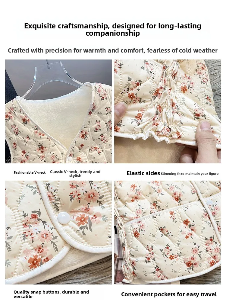 เสื้อกั๊กซับในผู้หญิง รุ่น Fce Lined ort ปี 2023 แฟชั่นฤดูหนาว ลายพิมพ์ ket คอวี ทรงเข้ารูป ใส่ได้หลากหลาย ผ้าฝ้ายเนื้อนุ่ม อุ่นสบาย