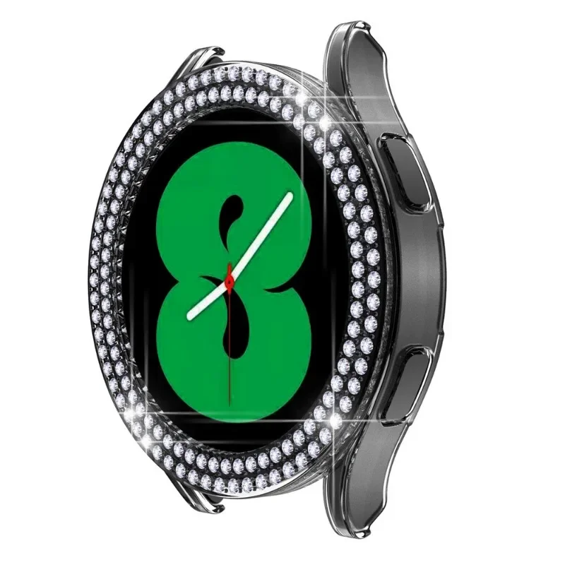 サムスンギャラクシーウォッチ用保護ケース,ブリンブリンファッション,2列ダイヤモンドバンパー,Galaxy Watch 5, 6, 4, 40mm, 44mm, 40mm