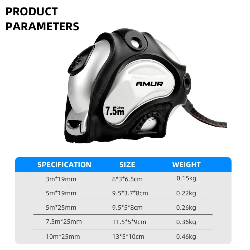 3M 5M 7.5M 10M Tape Measure Precision Durable ABS Case Measuring Ruler Measuring Tape Woodworking Portable Measuring Tool