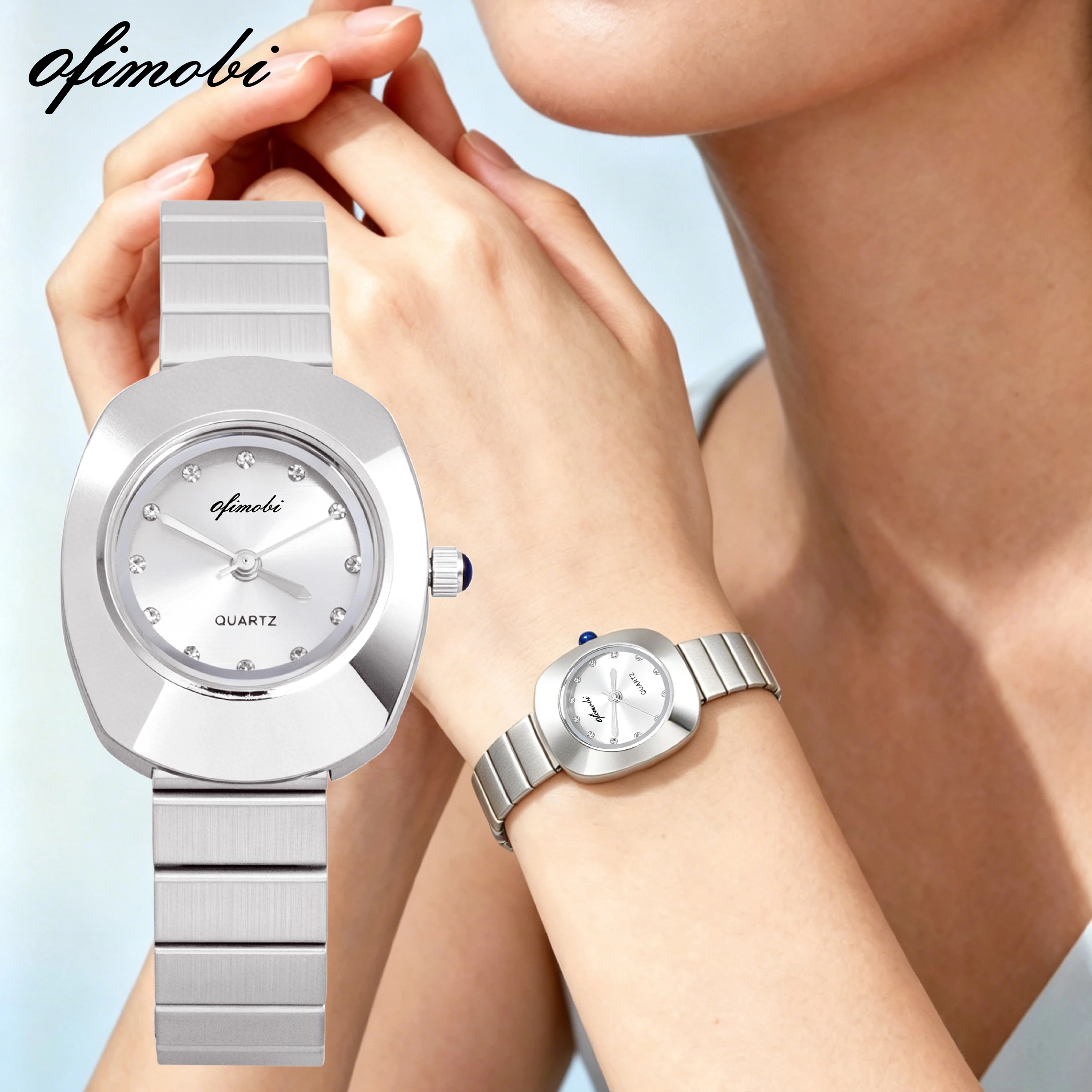 Minimalist Women's Quartz Watch 22.3mm Small Size Fluted Bezel Stainless Steel Band 30M Waterproof Casual Wristwatch