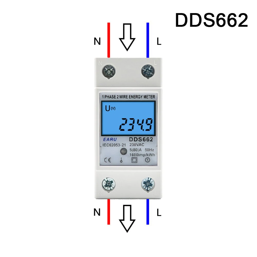 1000imp/kwh for pulse Frequency Energy Meter Current Counter 35mm DIN for rail Mounting DDS662 Power Consumption Counter