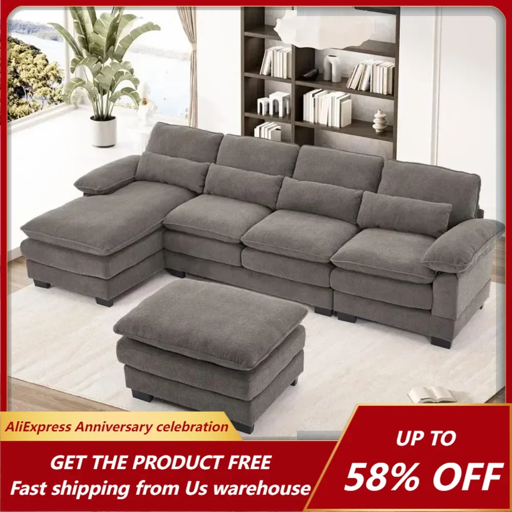 Sectional Sofa Deep Seat Cloud Couch,114