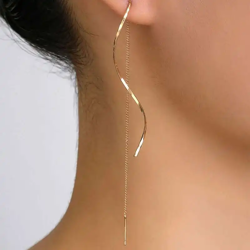 Fashion Long Tassel Threader Earrings For Women Simple Long Chain Earrings Party Wedding Jewelry Gifts