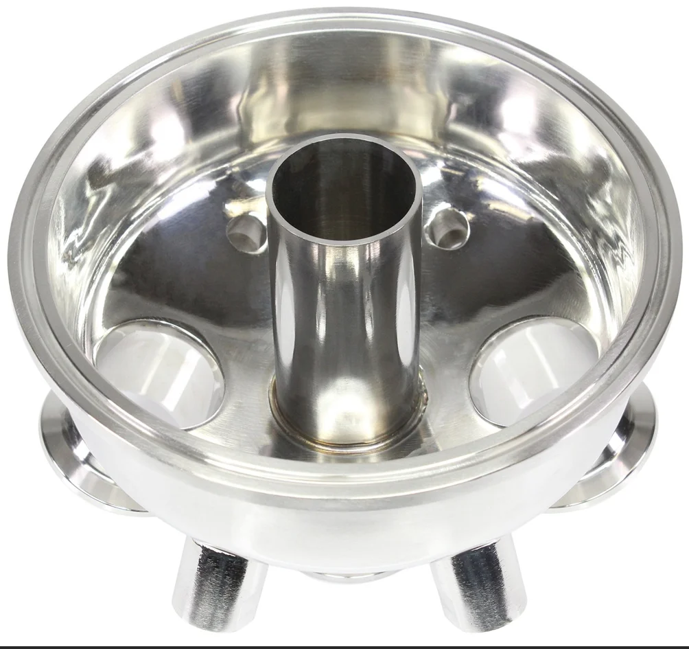Sanitary three-clip flat end cap with sight glass, made of SS304/SS316L for collection rooms