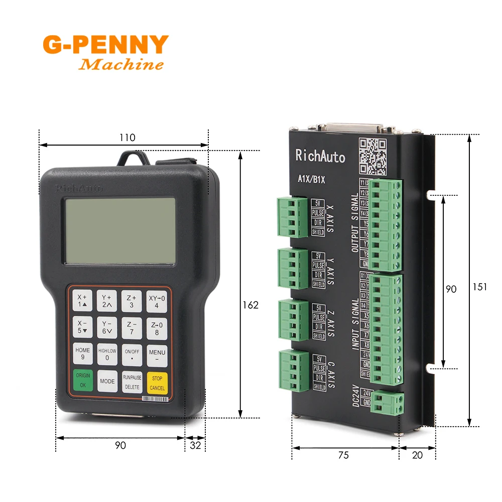 Vận Chuyển Miễn Phí! RichAuto DSP A11 Bộ Điều Khiển CNC Kênh Không Dây Router Khắc Tay Cầm Motion