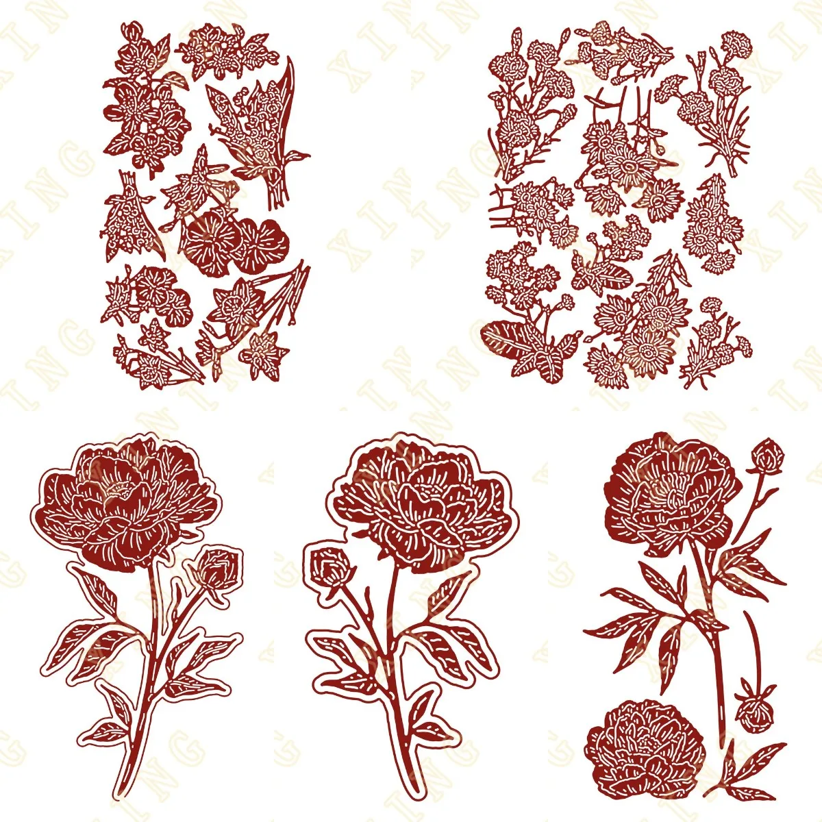 

Floral Fusion Small Peony Flowers Metal Cutting Dies Stencil Die Cut For DIY Scrapbooking Album Embossing Paper Card Embossing