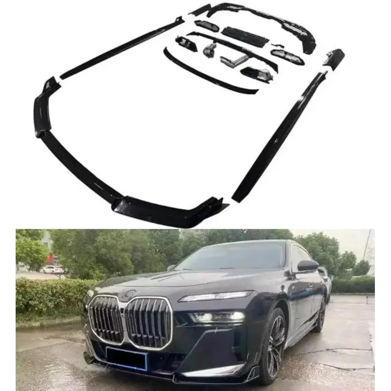 

ABS Black Front Bumper Lip Rear Spoiler Trunk Diffuser Exhaust Tips Side Body Skirt Kit For BMW 7 series G70 2023 2024