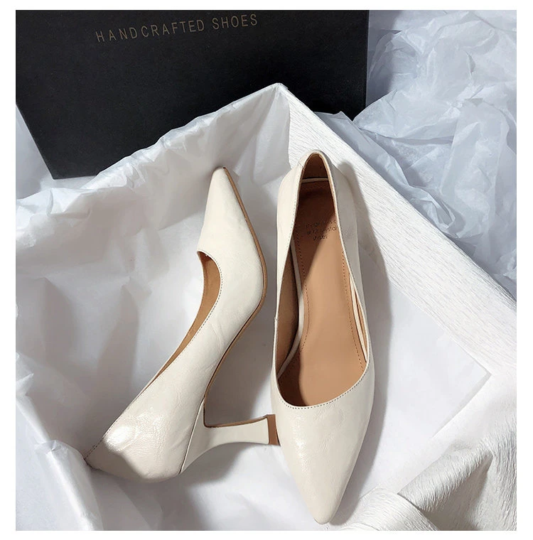 

French-style Chunky Heel High-heeled Shoes for Women, Socialite Style,2026spring and Summer New Elegant Shallow-cut Single Shoes