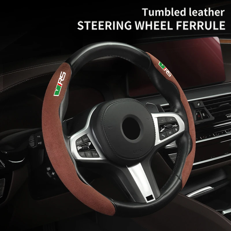 Car Steering Wheel Cover Non Slip Clip On Car Interior Accessories For Skoda VRS Octavia Kamiq Kodiaq Karoq RS Superb Fabia Rapi