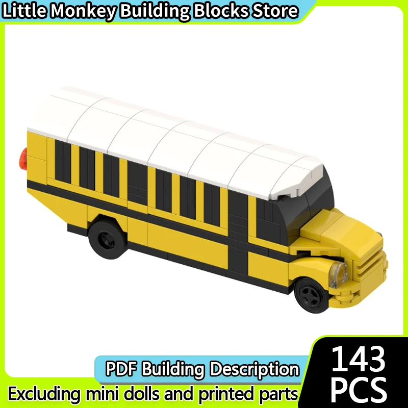 

City Car Model MOC Building Bricks American Retro School Bus Modular Technology Children Holiday Gifts Assemble Toys Suit