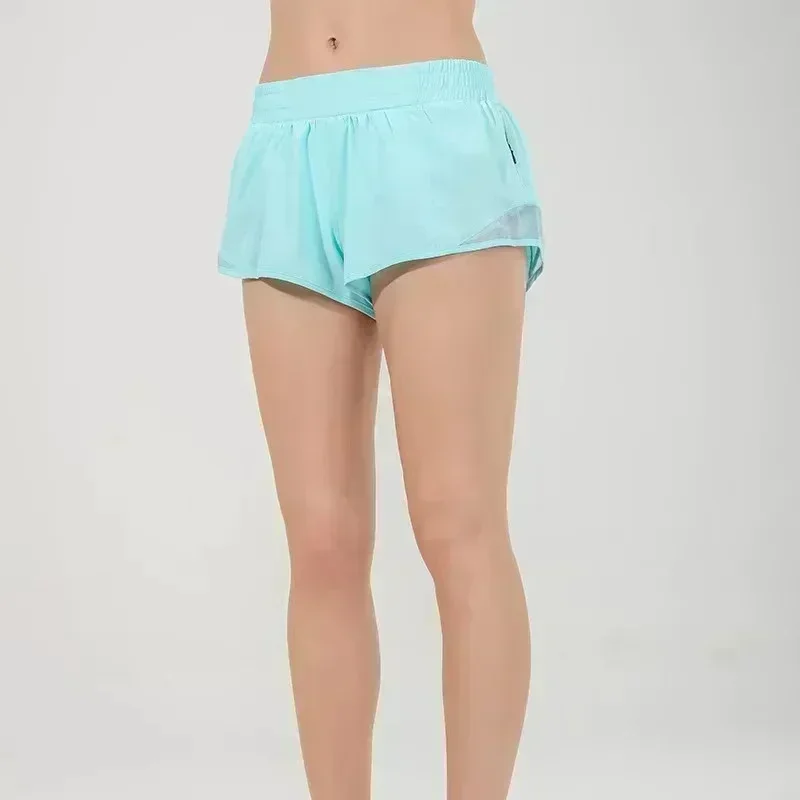 

Tummy Control Yoga Shorts for Women Workout Running Sports Shorts Side Zipper Pocket Lightweight Breathable Short