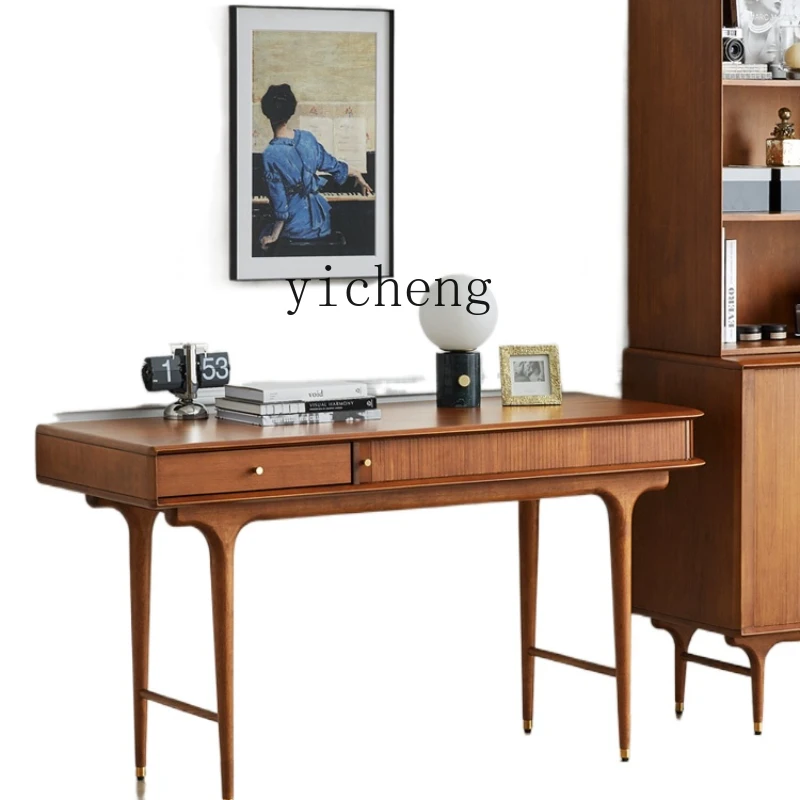 

XJ Desk Mid-Ancient Industrial Style Desk Writing Desk Small Apartment Home Study Computer Desk