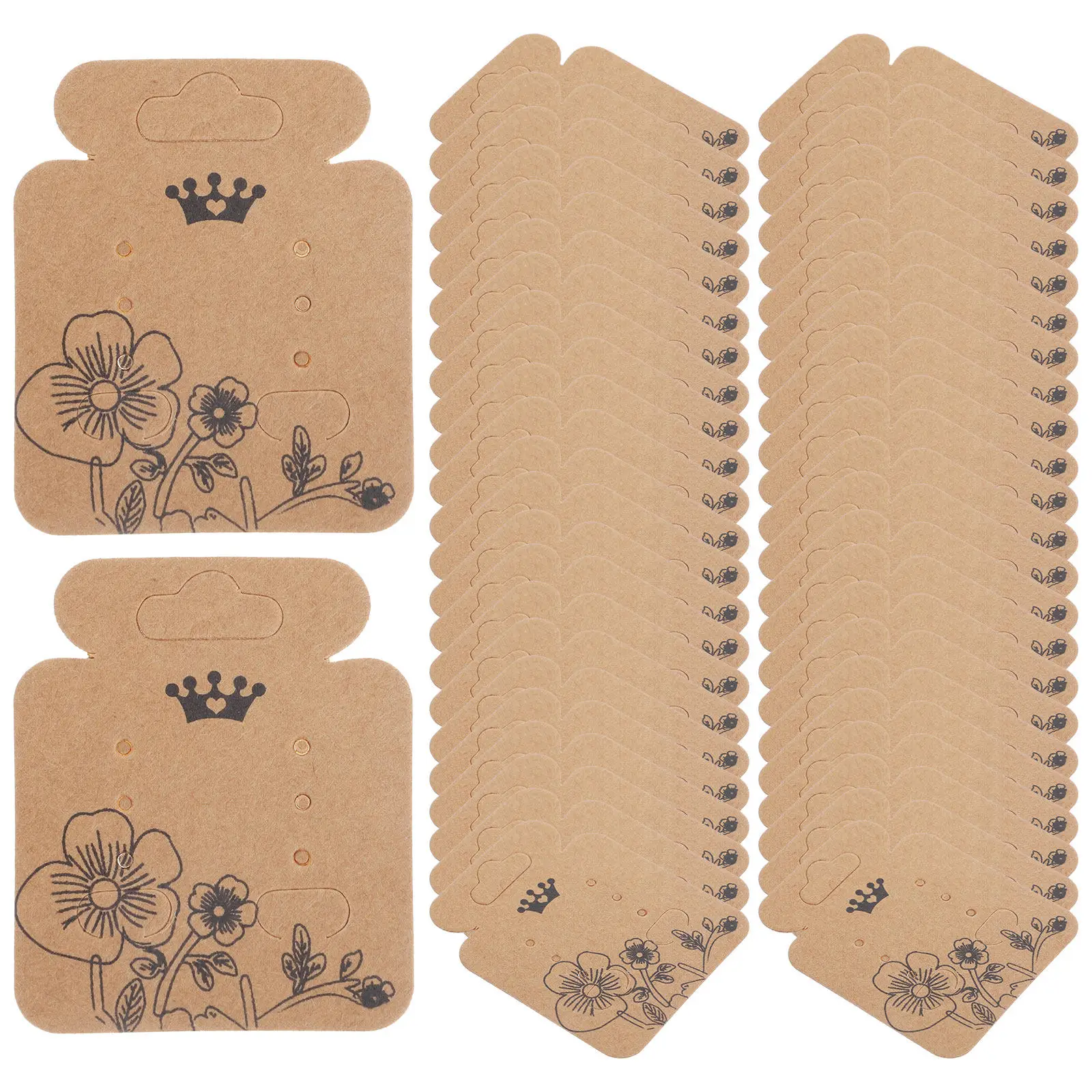 

Earring Packaging Cards Kraft Paper Jewelry Display Cards for Earrings Necklaces Hairpins Easy Fold Stereoscopic Stand