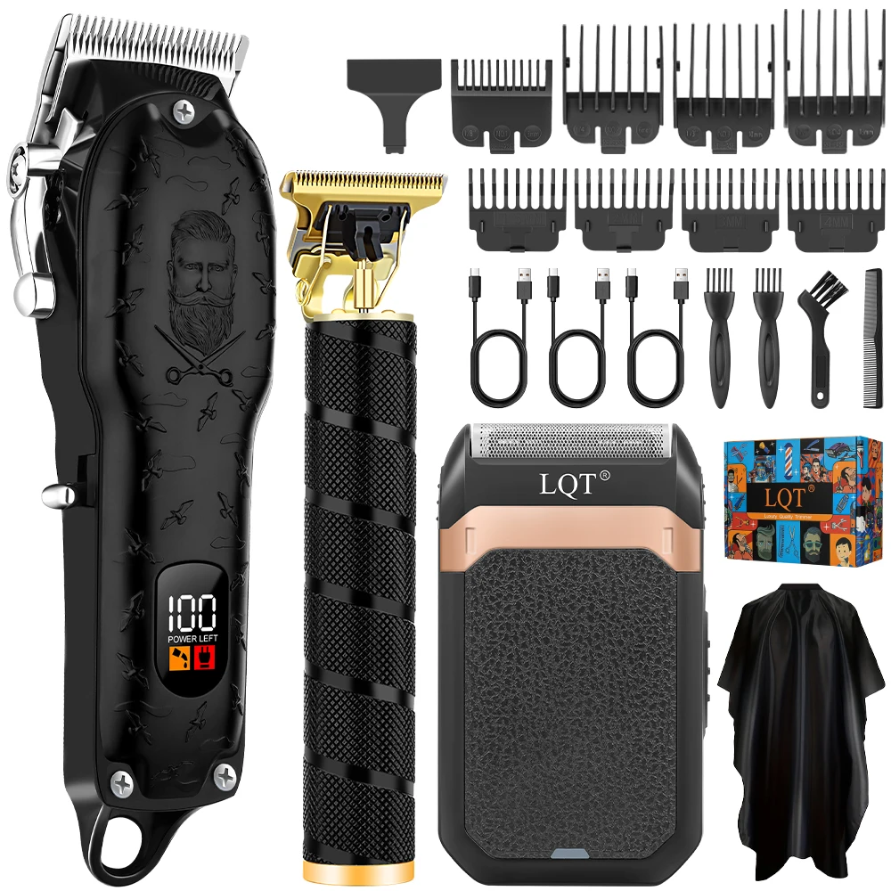 

3pcs Men's Hair Clipper Set:Cordless Beard & Split End Trimmer, USB Charging, Professional Barber & Home Use, Ideal Gift for Men