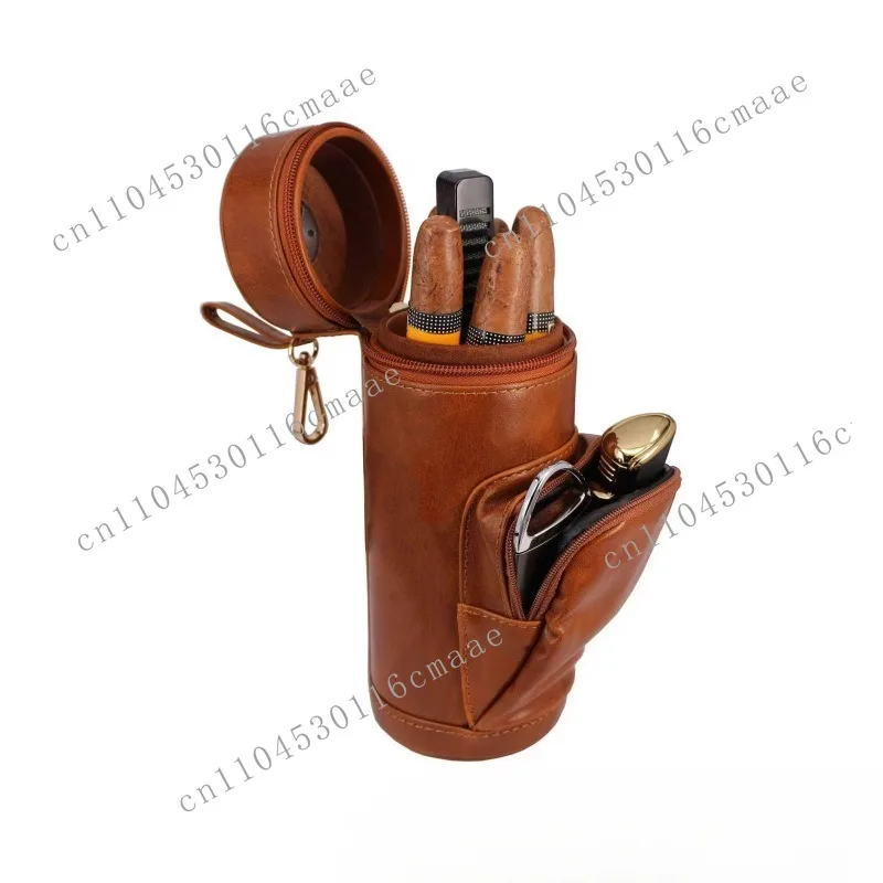 Spot Men's New Creative Handmade Retro Cigar Moisturizer Large Capacity Multifunctional Stylish Simple Cigar Bag