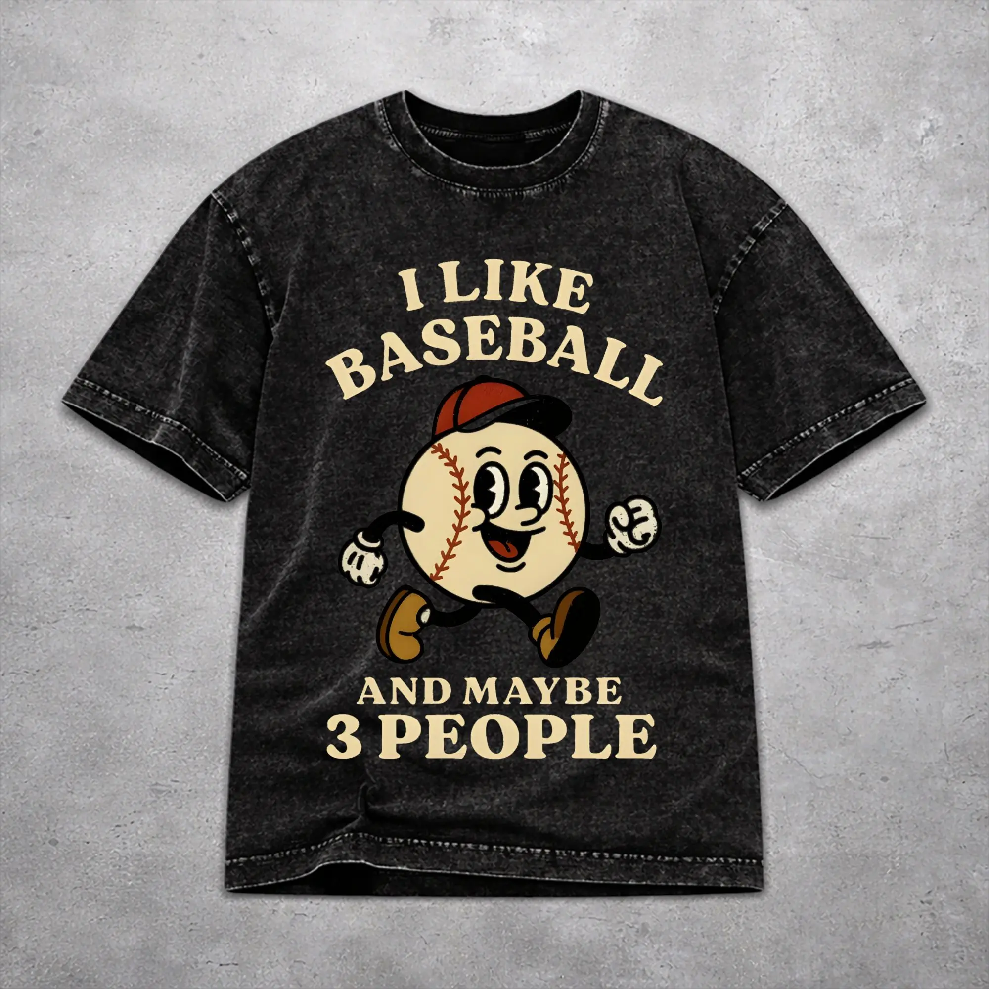 Men Women I Like Baseball And Maybe 3 People   T Shirt Graphic Washed Cotton  Harajuku T-Shirts