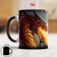Dragon Fire Knight Coffee Mug 11oz Magic Ceramic Heat Sensitive Color Changing Tea Mug Cup Game Boy Friend Husband Birthday Gift