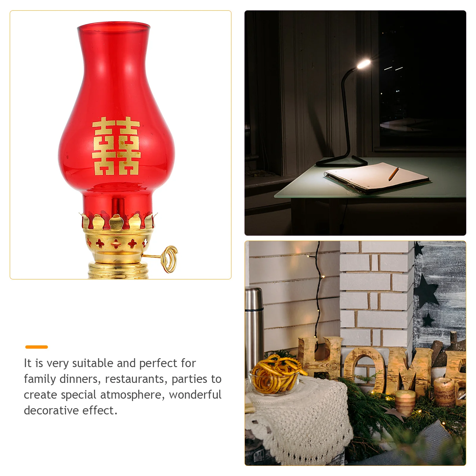 

1Pcs Home Oil Light Elegant Retro Oil Lamp with Cotton Wick for Dining Table Decor Festive Ambient Lighting