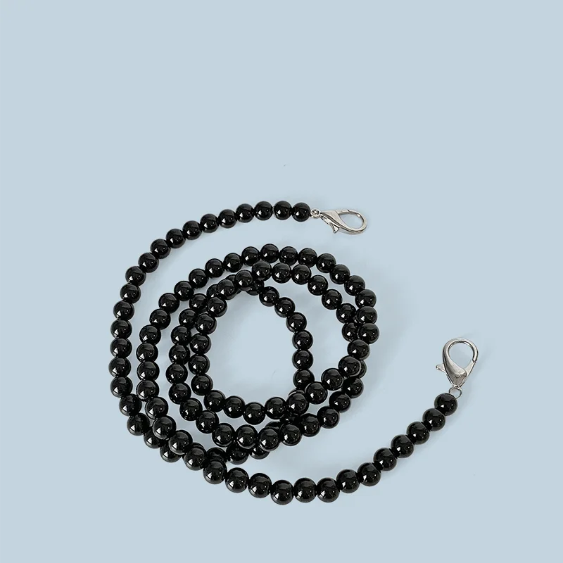2026 New Product Explosive Black Bead Chain Metal Buckle Chain Accessories Hand Woven Bead Extended Chain Women's Bag Belt