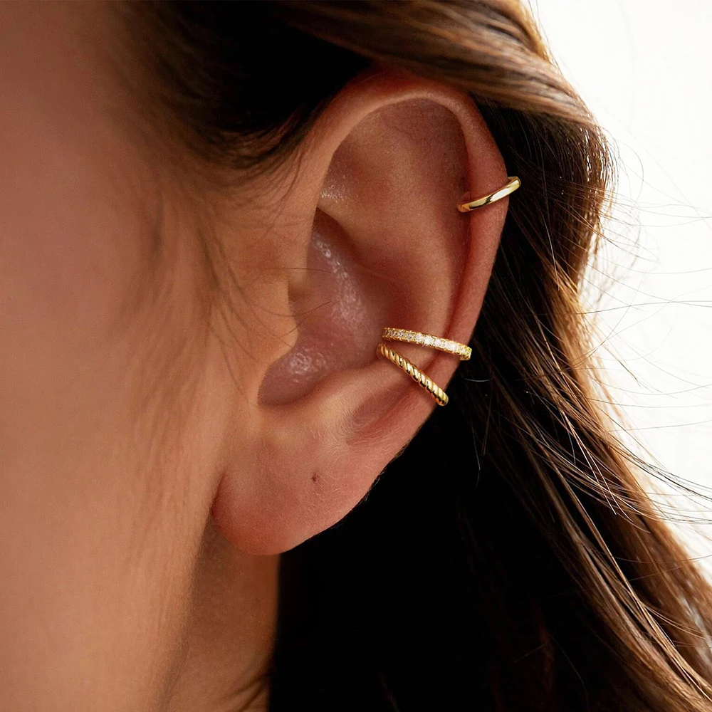 3Pcs/Set Fashion Gold Color Cr - Ear Cuff No Piercing recension och pris