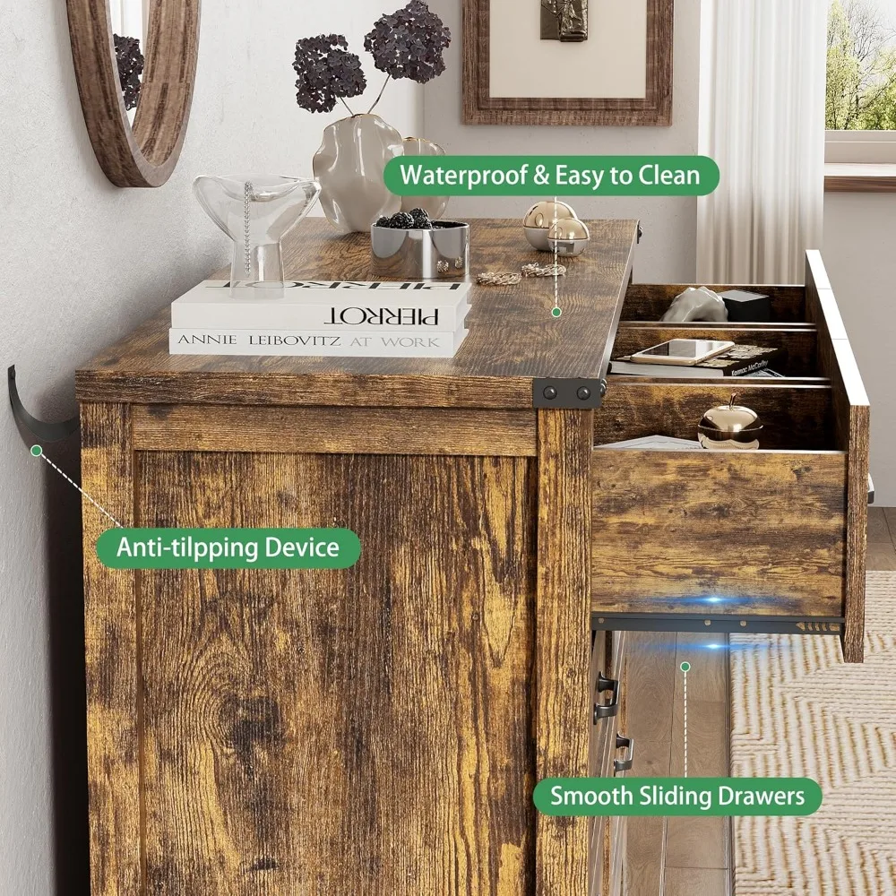 خزانة ملابس لغرفة النوم مع 9 أدراج، خزانة ذات أدراج خشبية واسعة مقاس 59 بوصة مع أدراج عميقة ومقبض عقلي، حامل تلفزيون حديث، عرض #6