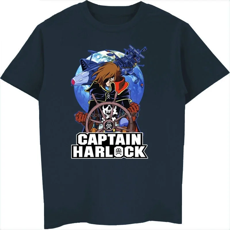 heavyweight Informal Anime Captain Harlock T Shirt Men's Cotton Short Sleeve Hip Hop Tees Cool Tops New Arrival fashion Fitness