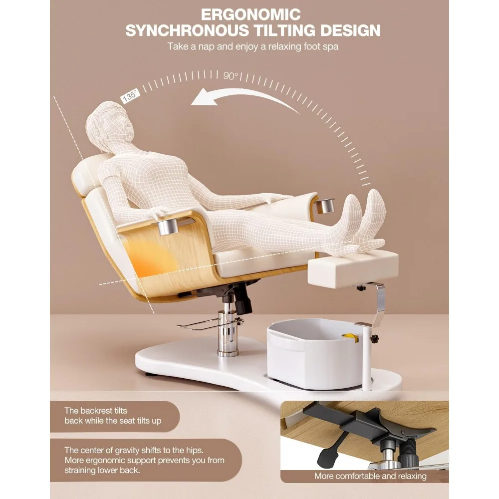 Pedicure Chair. Ergonomic Pedicure Chair No Plumbing, 360 Rotation Reclining Lift Foot Spa Chair with Adjustable Footrest