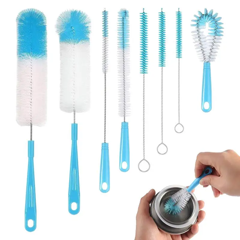 Bottle Cleaner Brush Set 8 PCS Cup Lid Detail Brush Bottle Brush Cleaner Bottle Brush Cleaner Long Handle Crevice Brush Straw