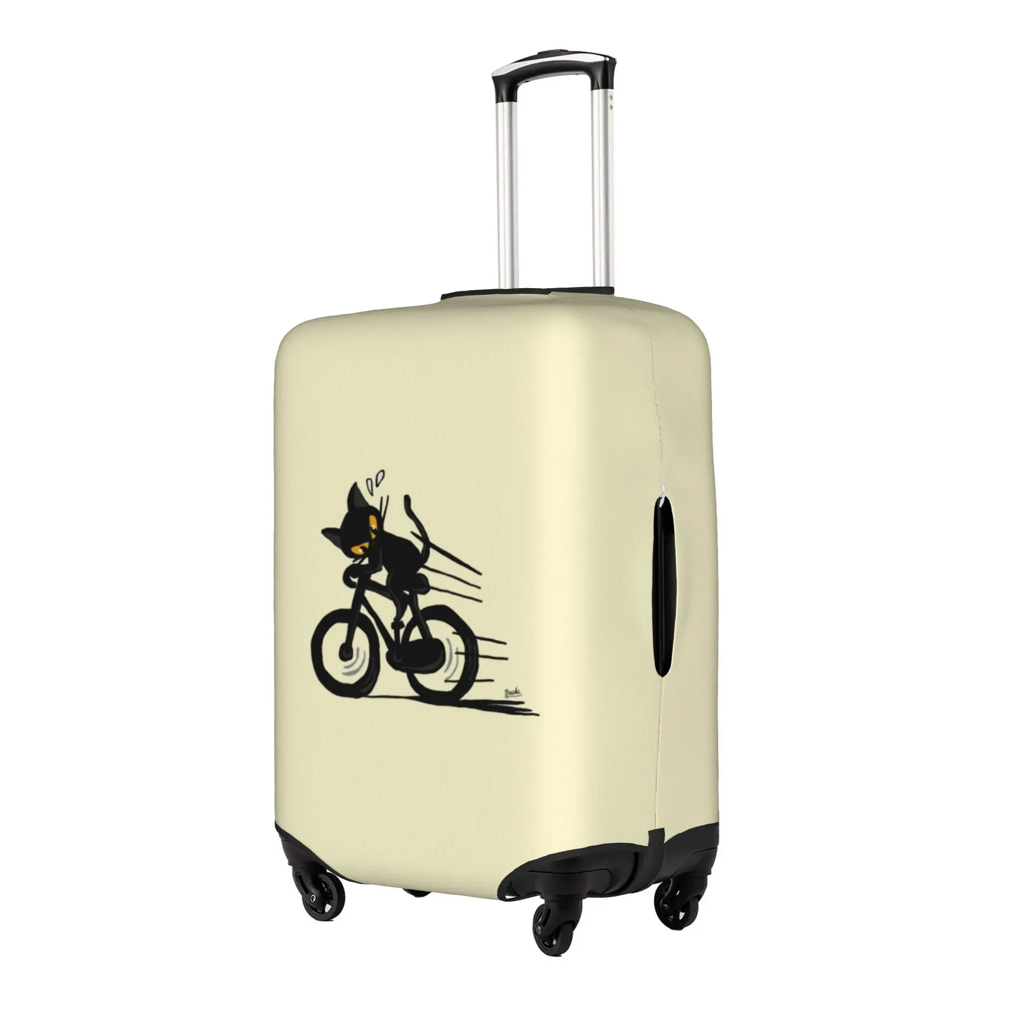 Funny Cat Bicycle Luggage Cover Protector Funny Mountain Bike Rider Travel Suitcase Protective Cover for 18-32 Inch
